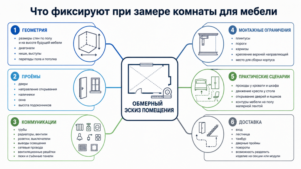 Что фиксируют при замере комнаты для мебели